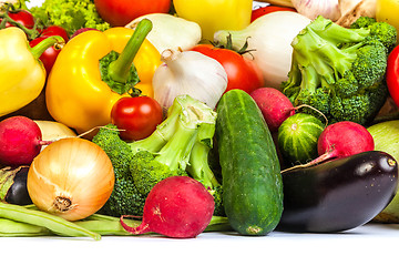 Image showing Group of fresh vegetables isolated on a white background