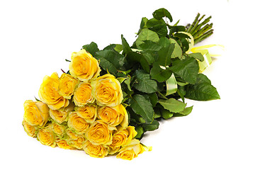 Image showing Group of fresh yellow roses