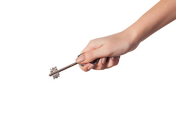 Image showing Female hand holding a key to the house