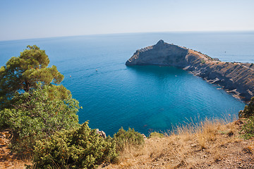 Image showing Summer view seacoast. Sudak beach. Black Sea, Ukraine