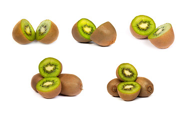 Image showing set of Kiwi cut in half isolated on white