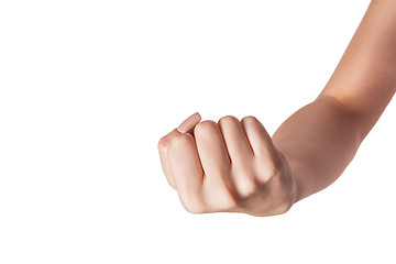 Image showing Female hand with a clenched fist isolated