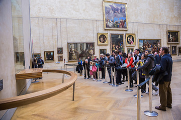 Image showing Visitors take photo of Leonardo DaVinci's 