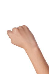 Image showing Female hand with a clenched fist isolated