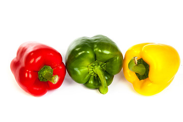 Image showing Group of seet bell peppers isolated on white