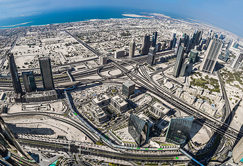 Image showing Dubai downtown. East, United Arab Emirates architecture. Aerial 