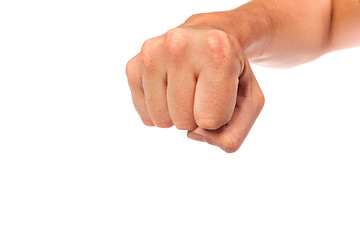 Image showing Males hand with a clenched fist isolated