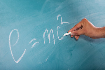 Image showing Einstein's Formula E=mc2 on a blackboard