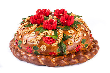 Image showing Ukrainian festive bakery Holiday Bread on white