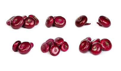 Image showing set of a red onions, isolated on white