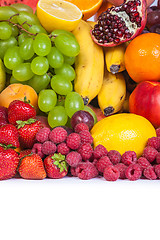 Image showing Huge group of fresh fruits isolated on a white background.