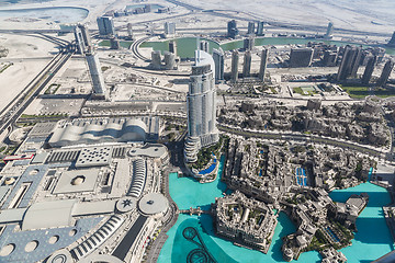 Image showing Dubai downtown. East, United Arab Emirates architecture. Aerial 