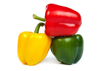 Image showing Group of seet bell peppers isolated on white