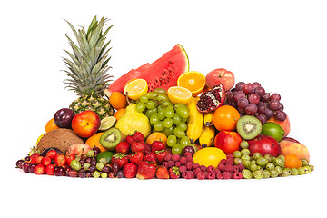 Image showing Huge group of fresh fruits isolated on a white background.