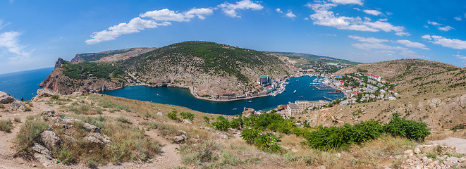 Image showing Summer view seacoast. Sudak beach. Black Sea, Ukraine