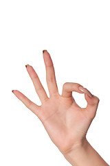 Image showing Hand  is showing OK sign isolated on white