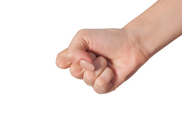 Image showing Female hand with a clenched fist isolated