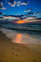 Image showing Dubai sea and beach, beautiful sunset at the beach