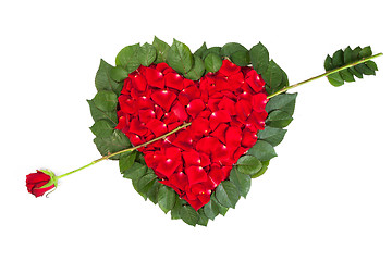Image showing Heart shape made out of rose
