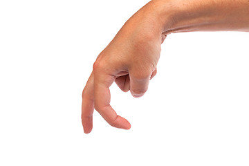 Image showing A male hand is showing the walking fingers isolated on white