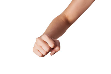 Image showing Female hand with a clenched fist isolated