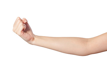 Image showing Female hand with a clenched fist isolated