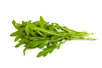 Image showing Arugula/rucola  fresh heap leaf on white