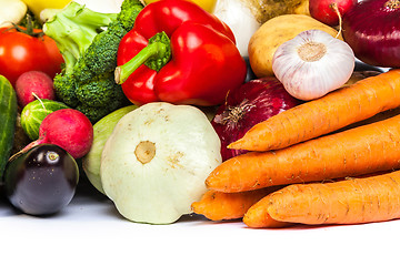 Image showing Group of fresh vegetables isolated on a white background