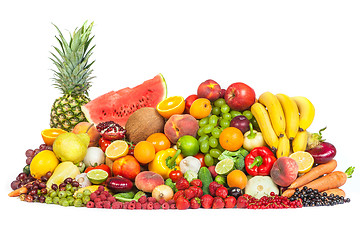 Image showing Huge group of fresh vegetables and fruits