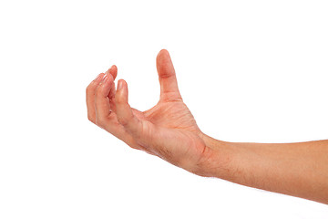 Image showing Male hand reaching for something on white