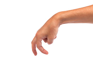 Image showing A male hand is showing the walking fingers isolated on white