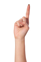 Image showing Woman index finger on a white background
