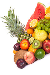 Image showing Huge group of fresh fruits isolated on a white background.