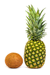 Image showing Single pineapple isolated on white