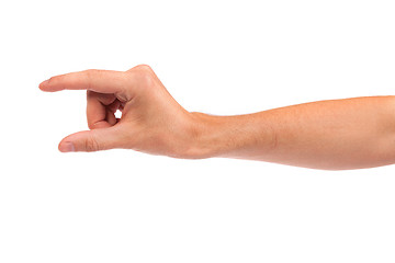 Image showing Male hand reaching for something on white