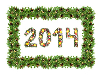 Image showing Christmas card with a christmas ornamen 2014