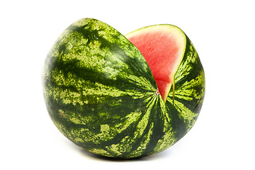 Image showing Fresh, ripe, juicy watermelon. Shot on White