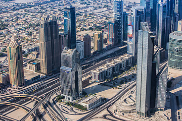 Image showing Dubai downtown. East, United Arab Emirates architecture. Aerial 