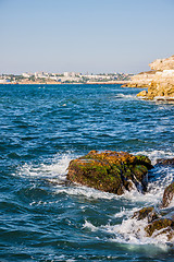 Image showing Summer view seacoast. Sudak beach. Black Sea, Ukraine