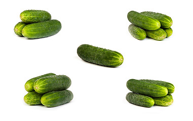 Image showing set of Fresh Cucumbers isolated on white