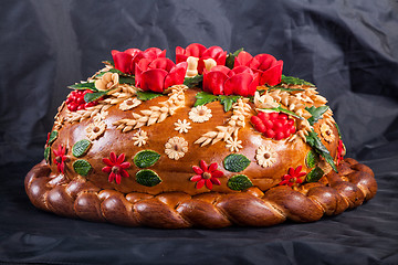 Image showing Ukrainian festive bakery Holiday Bread on black