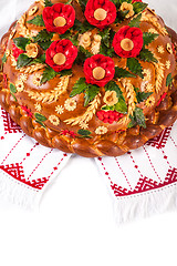 Image showing Ukrainian festive bakery Holiday Bread on white