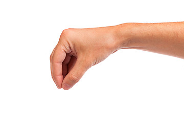 Image showing Male hand reaching for something on white