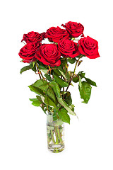 Image showing Three fresh red roses over white background