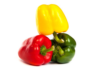 Image showing Group of seet bell peppers isolated on white