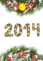 Image showing Christmas card with a christmas ornamen 2014