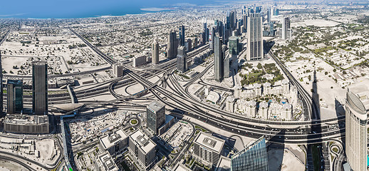 Image showing Dubai downtown. East, United Arab Emirates architecture. Aerial 