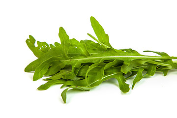 Image showing Arugula/rucola  fresh heap leaf on white