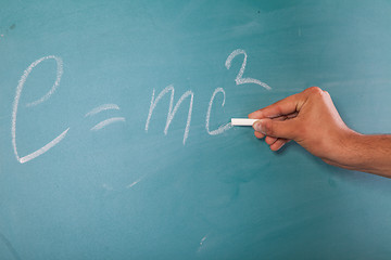 Image showing Einstein's Formula E=mc2 on a blackboard