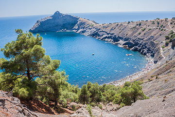 Image showing Summer view seacoast. Sudak beach. Black Sea, Ukraine